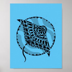 Affiche Ocean Blue Manta Ray