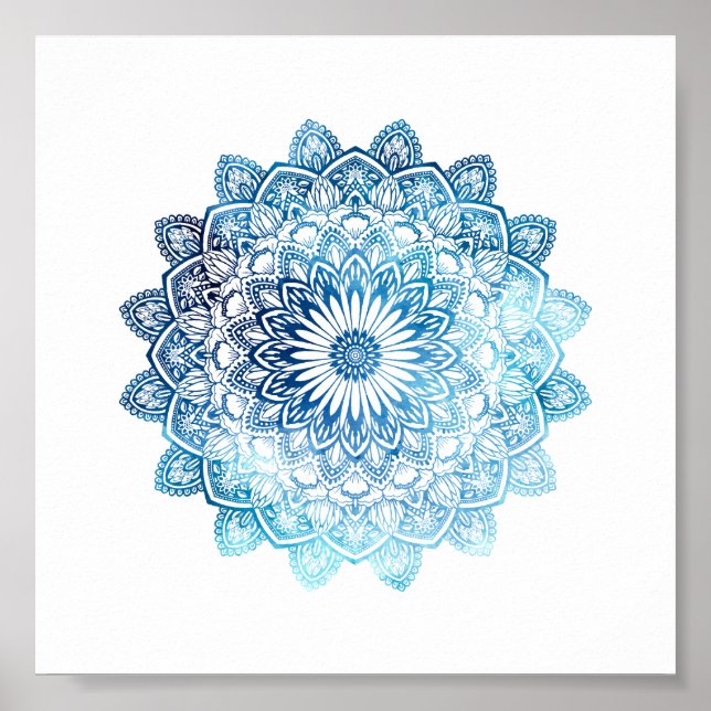 Affiche Ocean Blue Watercolor Mandala (Devant)