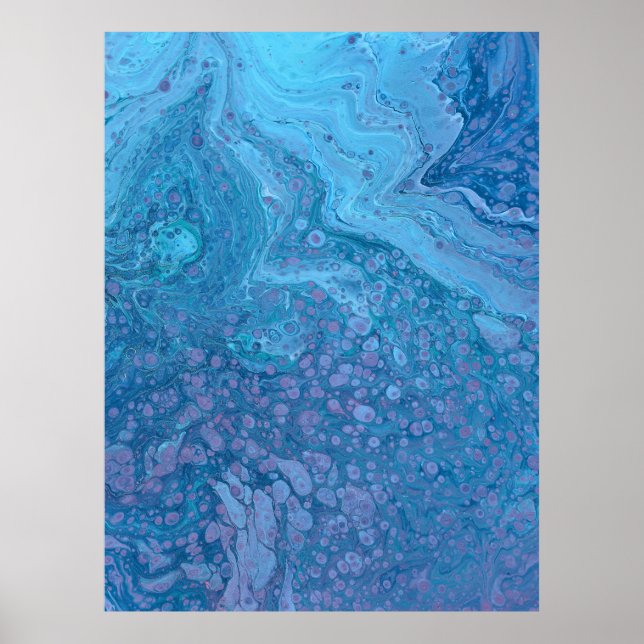 Affiche Ocean Breeze 3 Soft Blue Purple Abstract Art Print (Devant)