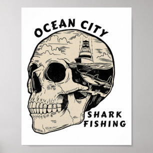 Affiche Ocean City Maryland Plage Pêche au requin Sel