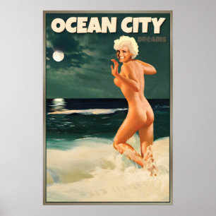 Affiche Ocean City New Jersey Shore Marilyn Monroe Lune