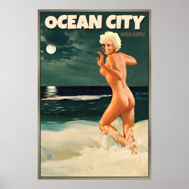 Affiche Ocean City New Jersey Shore Marilyn Monroe Lune (Devant)