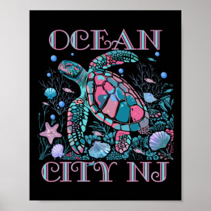Affiche Ocean City Nj Amoureux des Tortues Souvenir de Pla