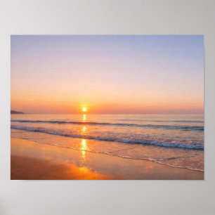 Affiche Océan côtier serein Plage Lever de soleil doré