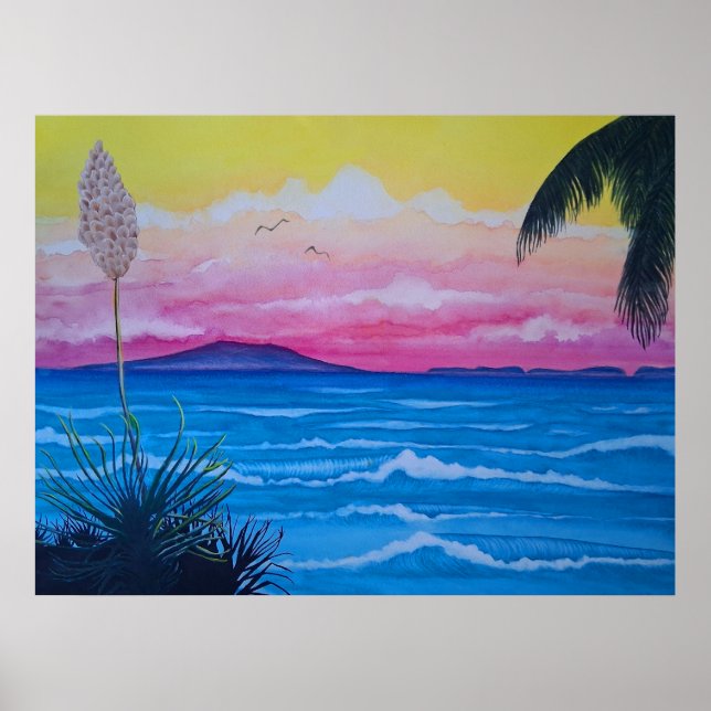 Affiche Océan du coucher du soleil (Devant)