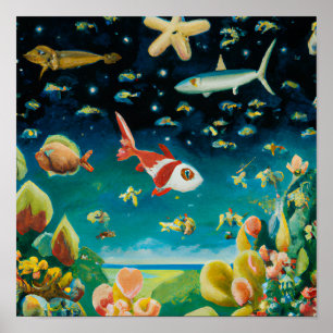 Affiche Océan fond mer pleine de coraux de poissons coloré