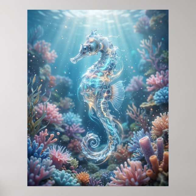 Affiche Océan Hippocampe Corail Dérive (Devant)
