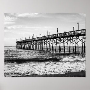 Affiche Ocean Isle Fishing Pier Noir et blanc