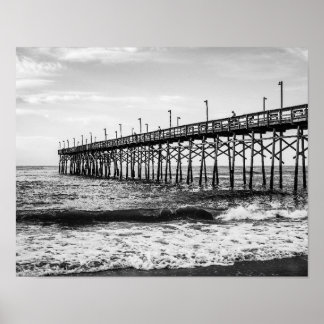 Affiche Ocean Isle Fishing Pier Noir et blanc