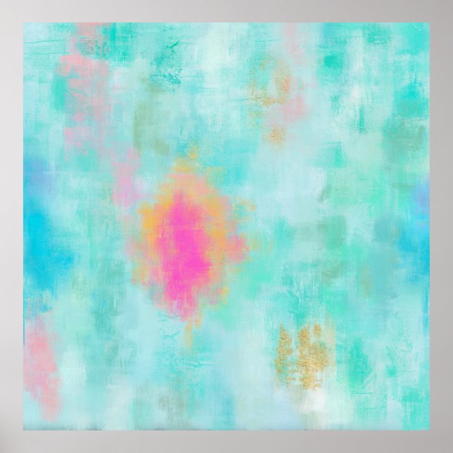 Affiche Ocean Joyride - Blue Turquoise Abstrait Art (Devant)