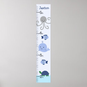Affiche Ocean Life Blue Whale Growth Chart Gardez à 8x44!