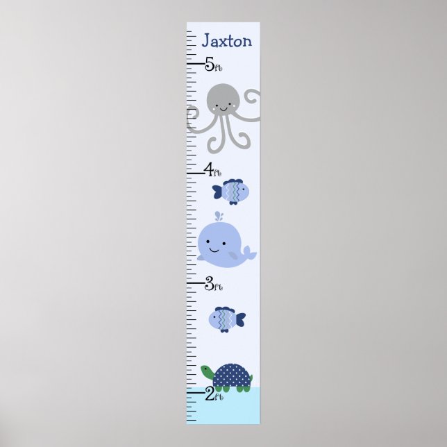 Affiche Ocean Life Blue Whale Growth Chart Gardez à 8x44! (Devant)