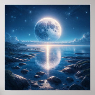 Affiche Océan Lumineux Sous Ciel Étoilé