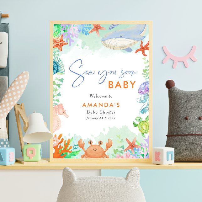 Affiche Océan Mer à Bientôt Bébé Été (Créateur téléchargé)
