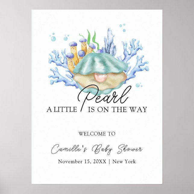 Affiche Ocean Pearl Under the Sea Baby shower Bienvenue (Devant)