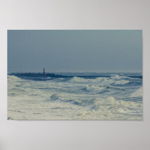 Affiche Ocean Sea Waves Stormy Weather Pier