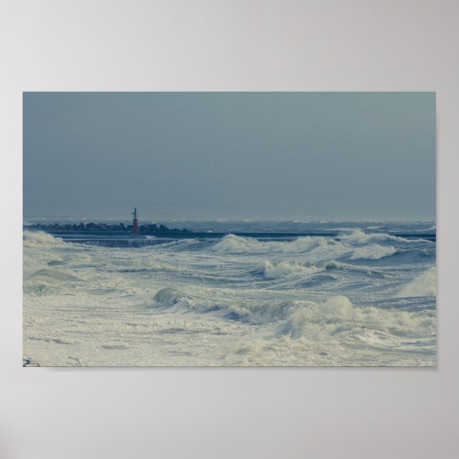 Affiche Ocean Sea Waves Stormy Weather Pier (Devant)