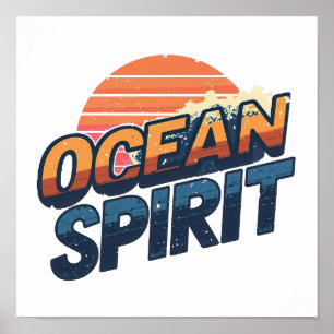 Affiche "Ocean Spirit" Graphique Rétro Été