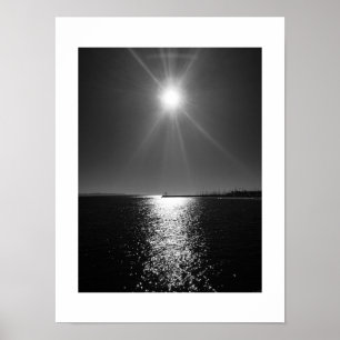 Affiche Ocean Sun Reflection Photographie noir et blanc