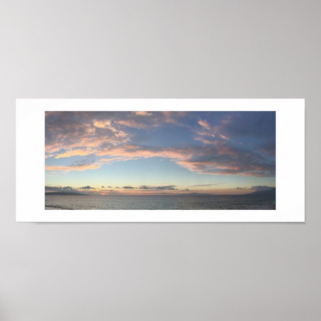 Affiche Ocean Sunset Hawaii Panoramic Color Photographie (Devant)