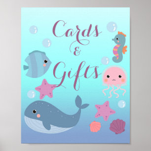 Affiche Ocean Under the Sea Girl Baby shower Cartes Cadeau
