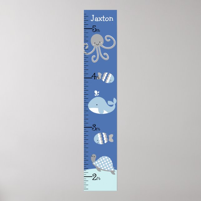 Affiche Océan Vie bleu Gris gris graphique Croissance Gard (Devant)