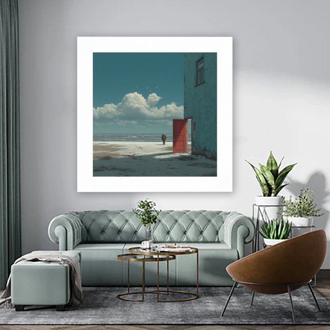 Affiche Ocean View - A Man Stands Staring at Ocean (Créateur téléchargé)