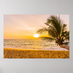 Affiche Ocean Waves Palm sur la plage