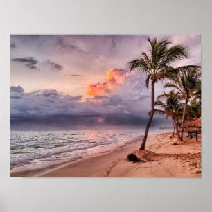 Affiche Ocean Waves Sandy Beach Sunset