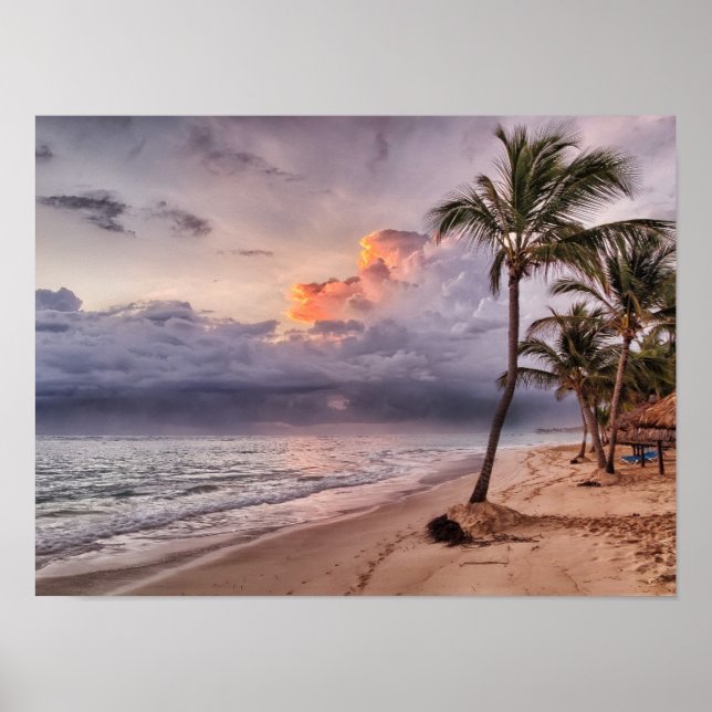 Affiche Ocean Waves Sandy Beach Sunset (Devant)