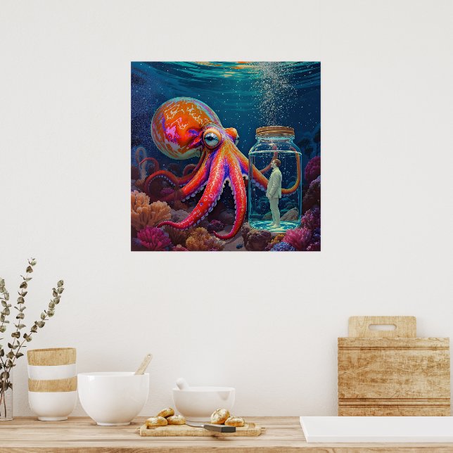 Affiche "Ocean's Silent Captive" - Portrait de pieuvre (Cuisine)