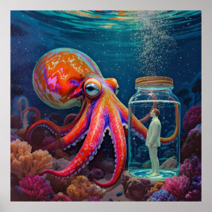 Affiche "Ocean's Silent Captive" - Portrait de pieuvre