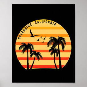 Affiche Oceanside Beach California Palms Vacation Surf Sun