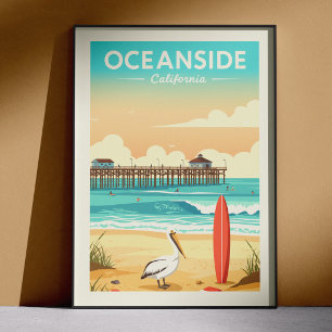 Affiche Oceanside Californie vintage