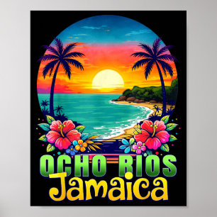 Affiche Ocho rios Jamaïque plage coucher de soleil tropica