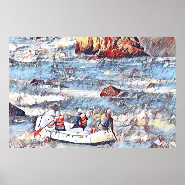 Affiche Ocoee River Tennessee Peinture de rafting en eau v (Devant)