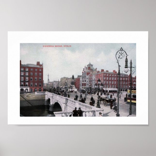 Affiche O'Connell Bridge, Dublin, Irlande, Vintage (Devant)