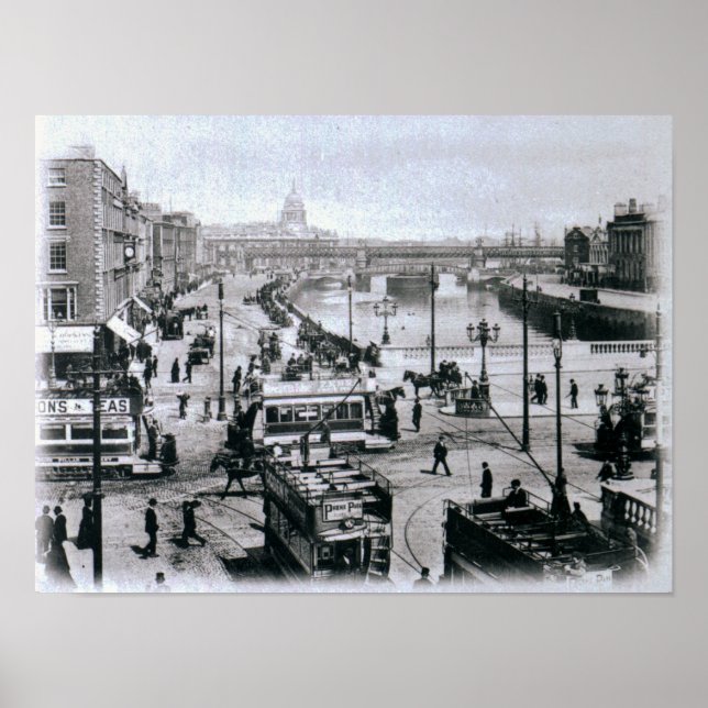 Affiche O'Connell Bridge et la rivière Liffey, Dublin (Devant)