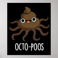 Octo-poos Funny Octopus Pun Dark BG