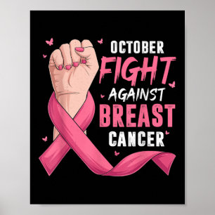 Affiche Octobre à la main lutte contre le cancer du sein s