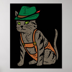 Affiche Octobre Fête Allemande Chat Costume Femme Hommes E