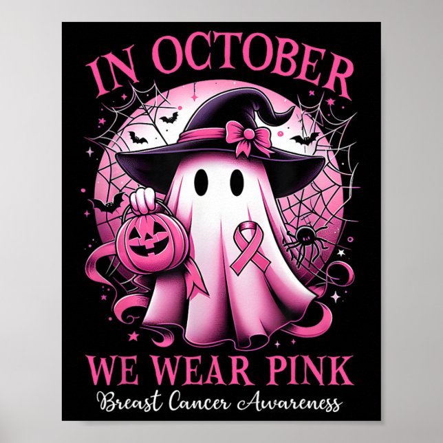 Affiche Octobre Nous Portons La Sorcière Rose Ghost Cancer (Devant)