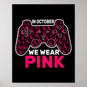 Affiche Octobre Nous Portons Pink Breast Cancer Jeu Enfant