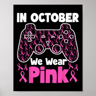 Affiche Octobre Nous Portons Pink Breast Cancer Jeu Enfant