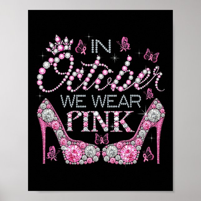 Affiche Octobre Nous Portons Pink Breast Cancer Sensibilis (Devant)