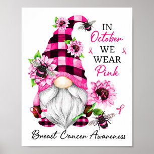 Affiche Octobre Nous Portons Pink Gnome Sensibilisation au