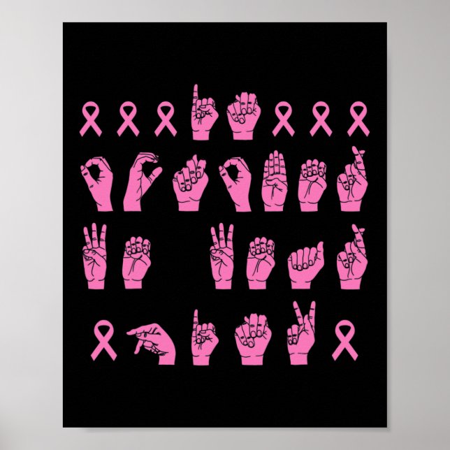 Affiche Octobre Nous Portons Pink Sign Language Breast Can (Devant)
