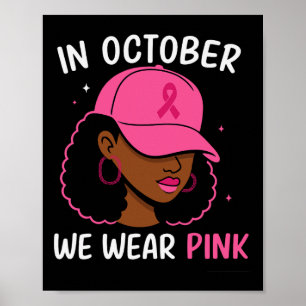 Affiche Octobre Pink Ribbon Afro Femme Cancer du Sein Awar