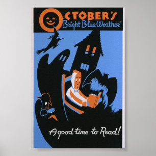 Affiche Octobre une bonne période pour lire l'affiche vint