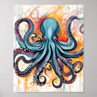 Affiche Octopus Abstrait coloré